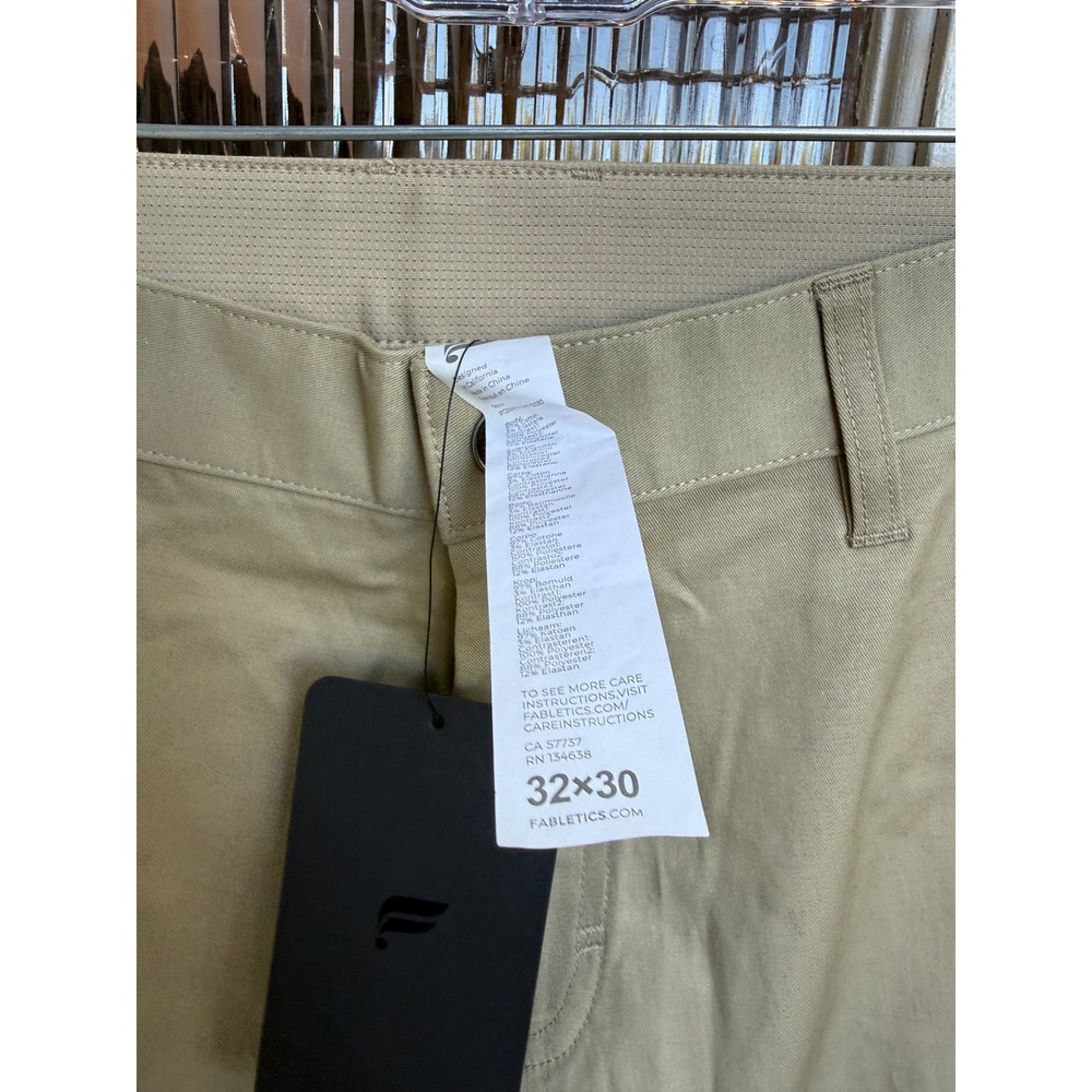 Fabletics Mens High‎ Side Chino Slim Fit Pants Khaki Tan 32x30 NWT Stretch Tech - Picture 4 of 6